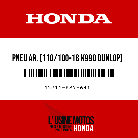 image de 42711-KS7-641 PNEU AR. (110/100-18 K990 DUNLOP)