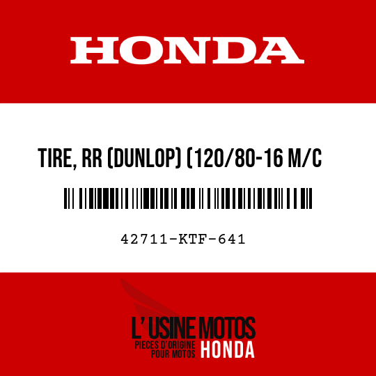 image de 42711-KTF-641 TIRE, RR (DUNLOP) (120/80-16 M/C 60P)
