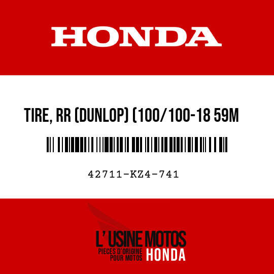 image de 42711-KZ4-741 TIRE, RR (DUNLOP) (100/100-18 59M D752)