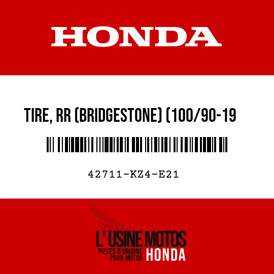 image de 42711-KZ4-E21 TIRE, RR (BRIDGESTONE) (100/90-19 57M M70)