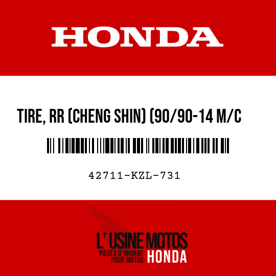 image de 42711-KZL-731 TIRE, RR (CHENG SHIN) (90/90-14 M/C 46P)