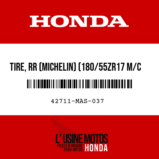 image de 42711-MAS-037 TIRE, RR (MICHELIN) (180/55ZR17 M/C TX25)