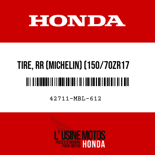 image de 42711-MBL-612 TIRE, RR (MICHELIN) (150/70ZR17 69W)