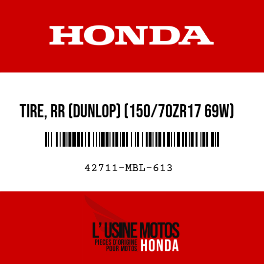 image de 42711-MBL-613 TIRE, RR (DUNLOP) (150/70ZR17 69W)