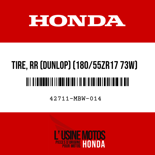 image de 42711-MBW-014 TIRE, RR (DUNLOP) (180/55ZR17 73W)
