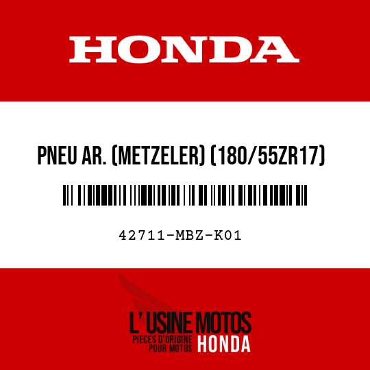 image de 42711-MBZ-K01 PNEU AR. (METZELER) (180/55ZR17)