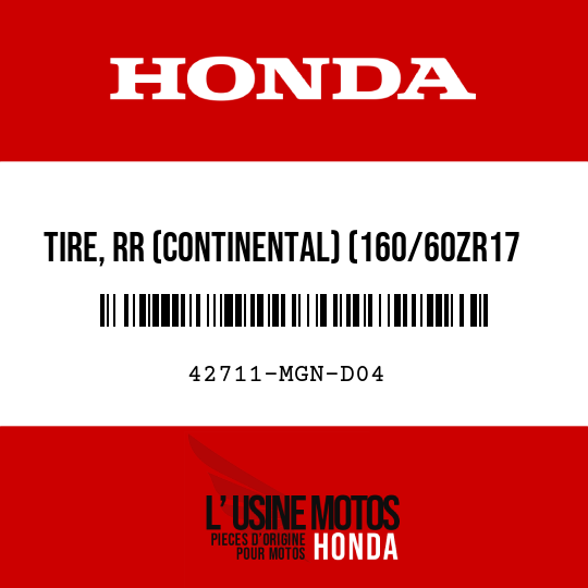 image de 42711-MGN-D04 TIRE, RR (CONTINENTAL) (160/60ZR17 M/C 69W)