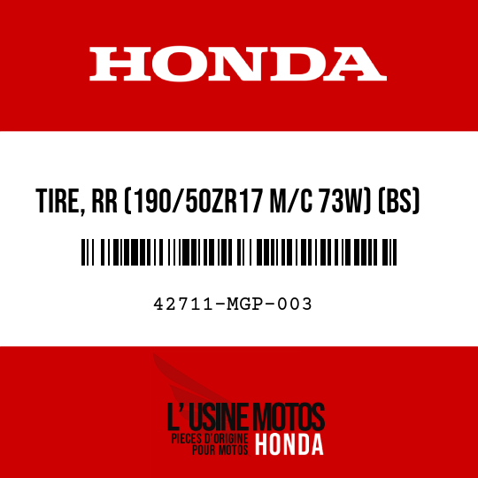 image de 42711-MGP-003 TIRE, RR (190/50ZR17 M/C 73W) (BS)