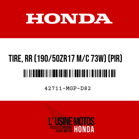 image de 42711-MGP-D82 TIRE, RR (190/50ZR17 M/C 73W) (PIR)