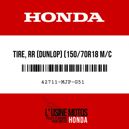 image de 42711-MJP-G51 TIRE, RR (DUNLOP) (150/70R18 M/C 70H)