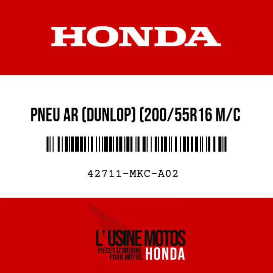 image de 42711-MKC-A02 PNEU AR (DUNLOP) (200/55R16 M/C 77H)