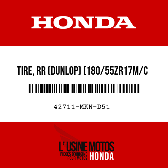 image de 42711-MKN-D51 TIRE, RR (DUNLOP) (180/55ZR17M/C 73W)