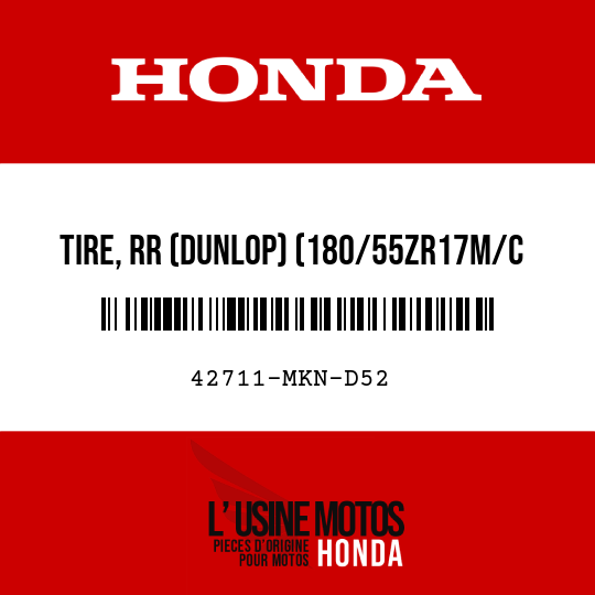 image de 42711-MKN-D52 TIRE, RR (DUNLOP) (180/55ZR17M/C 73W)