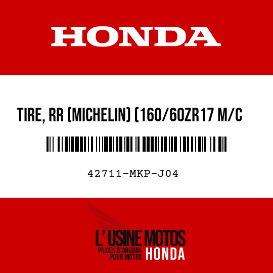 image de 42711-MKP-J04 TIRE, RR (MICHELIN) (160/60ZR17 M/C 69W)