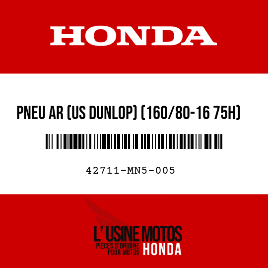 image de 42711-MN5-005 PNEU AR (US DUNLOP) (160/80-16 75H)