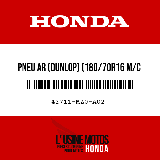 image de 42711-MZ0-A02 PNEU AR (DUNLOP) (180/70R16 M/C 77H)