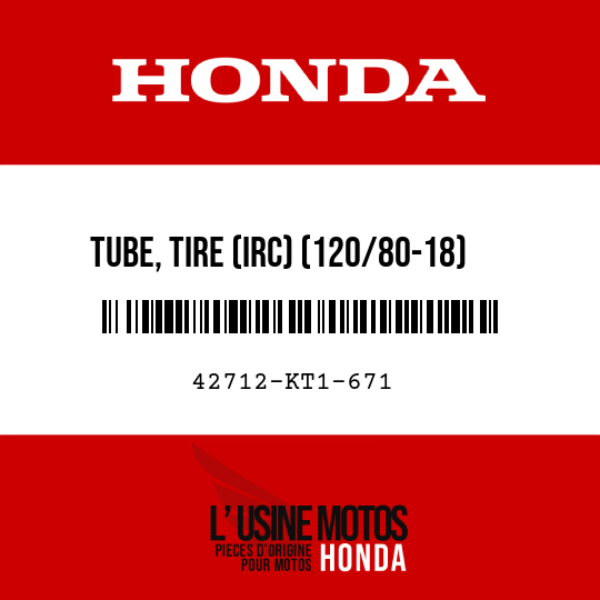 image de 42712-KT1-671 TUBE, TIRE (IRC) (120/80-18)
