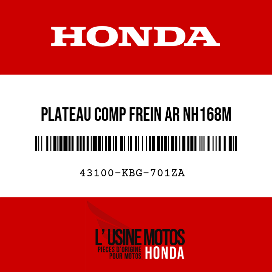 image de 43100-KBG-701ZA PLATEAU COMP FREIN AR NH168M 