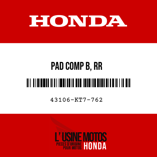image de 43106-KT7-762 PAD COMP B, RR