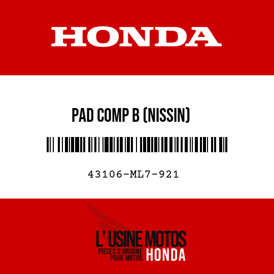 image de 43106-ML7-921 PAD COMP B (NISSIN)