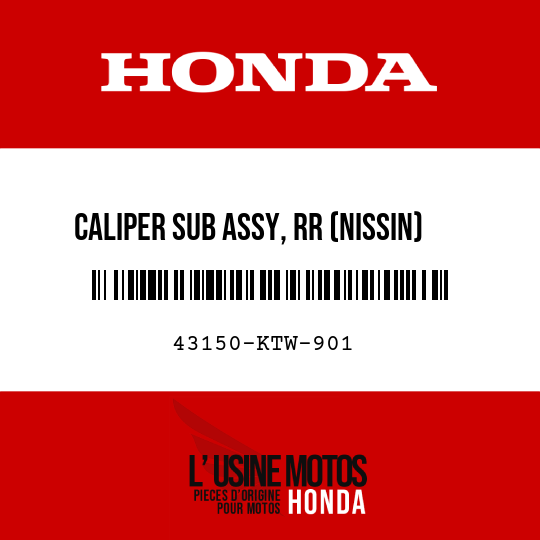 image de 43150-KTW-901 CALIPER SUB ASSY, RR (NISSIN)