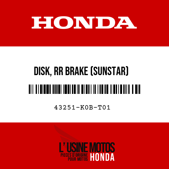 image de 43251-K0B-T01 DISK, RR BRAKE (SUNSTAR)