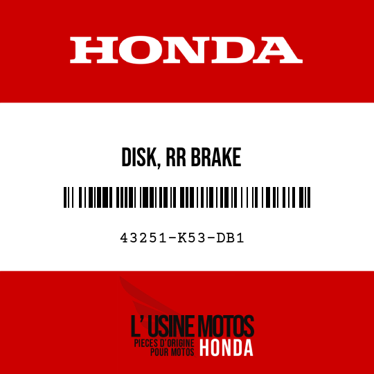 image de 43251-K53-DB1 DISK, RR BRAKE