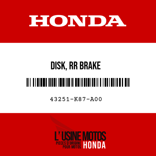 image de 43251-K87-A00 DISK, RR BRAKE