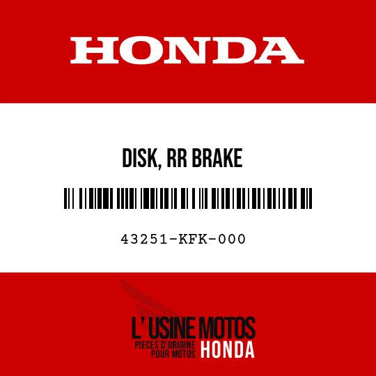 image de 43251-KFK-000 DISK, RR BRAKE