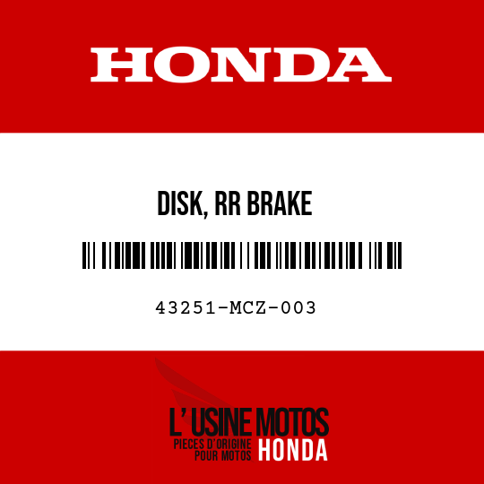 image de 43251-MCZ-003 DISK, RR BRAKE