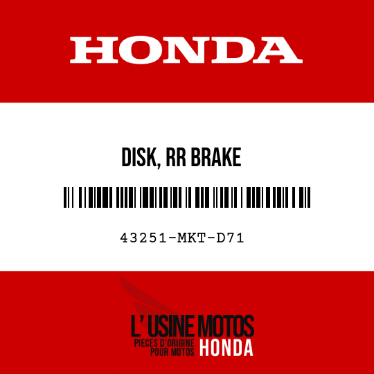 image de 43251-MKT-D71 DISK, RR BRAKE