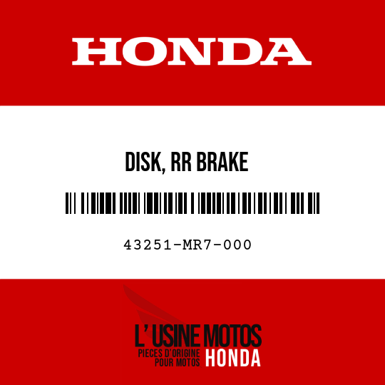 image de 43251-MR7-000 DISK, RR BRAKE