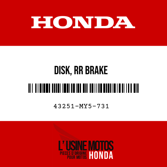 image de 43251-MY5-731 DISK, RR BRAKE