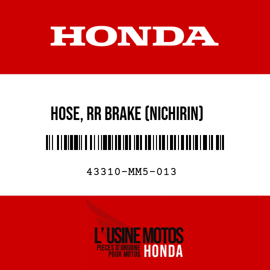 image de 43310-MM5-013 HOSE, RR BRAKE (NICHIRIN)
