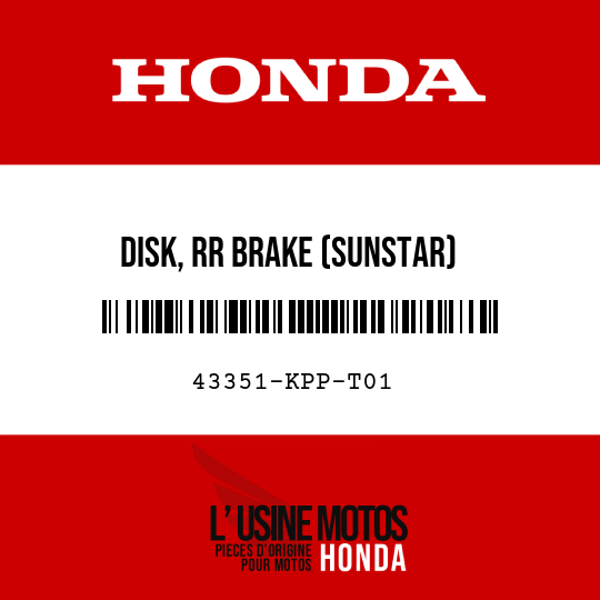 image de 43351-KPP-T01 DISK, RR BRAKE (SUNSTAR)