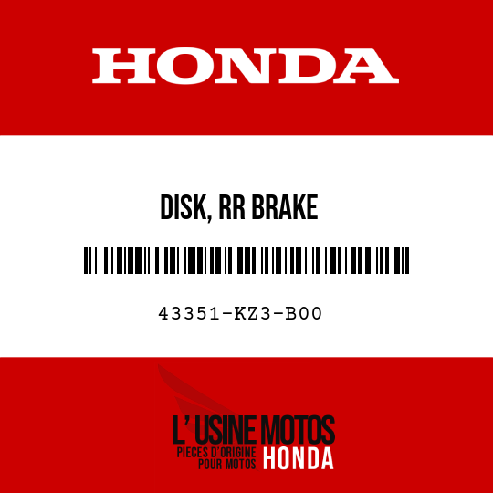 image de 43351-KZ3-B00 DISK, RR BRAKE