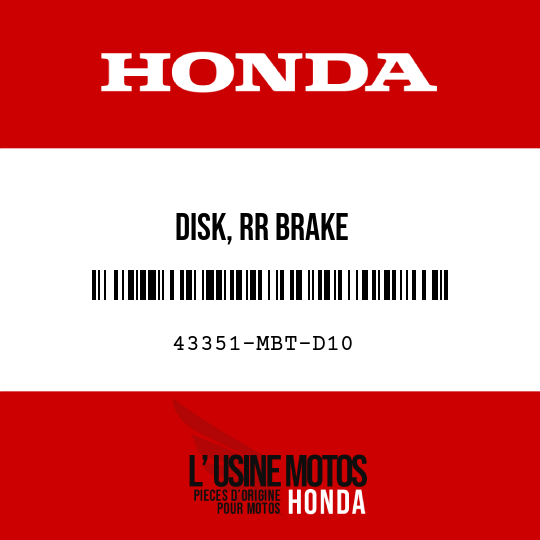 image de 43351-MBT-D10 DISK, RR BRAKE