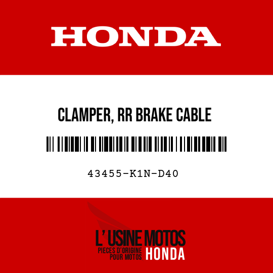 image de 43455-K1N-D40 CLAMPER, RR BRAKE CABLE