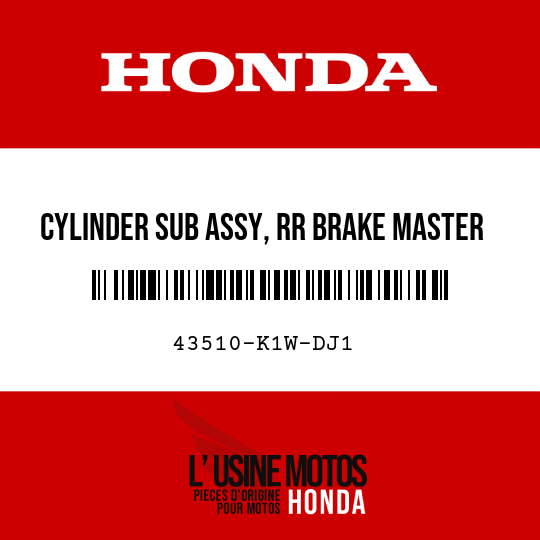 image de 43510-K1W-DJ1 CYLINDER SUB ASSY, RR BRAKE MASTER