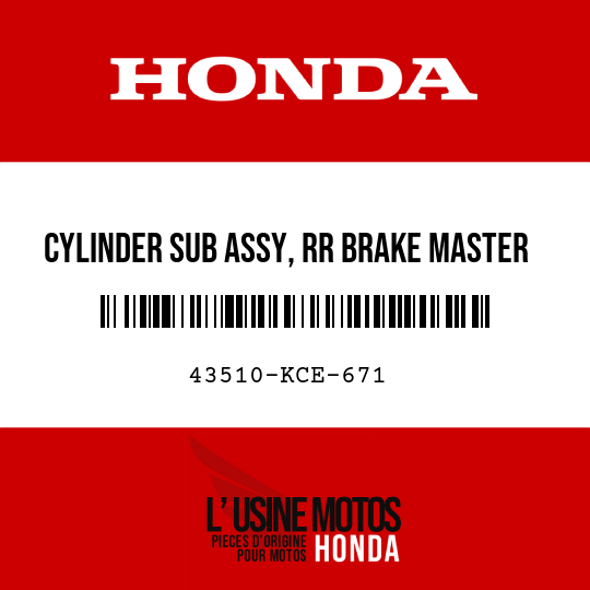 image de 43510-KCE-671 CYLINDER SUB ASSY, RR BRAKE MASTER (NISSIN)