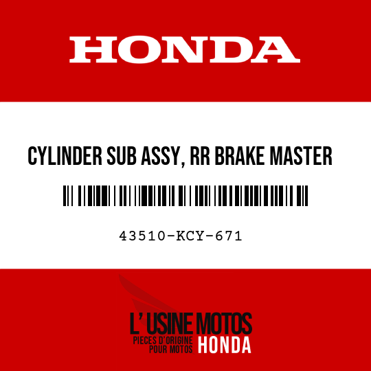 image de 43510-KCY-671 CYLINDER SUB ASSY, RR BRAKE MASTER