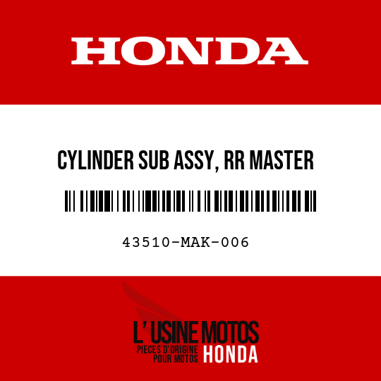 image de 43510-MAK-006 CYLINDER SUB ASSY, RR MASTER