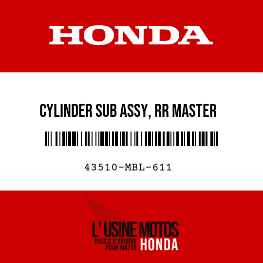 image de 43510-MBL-611 CYLINDER SUB ASSY, RR MASTER