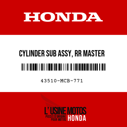 image de 43510-MCB-771 CYLINDER SUB ASSY, RR MASTER