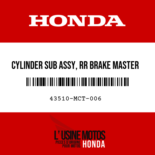 image de 43510-MCT-006 CYLINDER SUB ASSY, RR BRAKE MASTER (NISSIN)