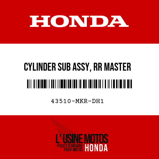 image de 43510-MKR-DH1 CYLINDER SUB ASSY, RR MASTER