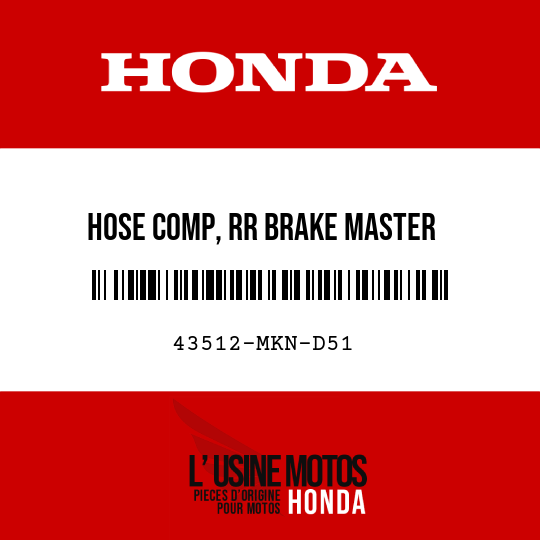 image de 43512-MKN-D51 HOSE COMP, RR BRAKE MASTER  CYLINDER