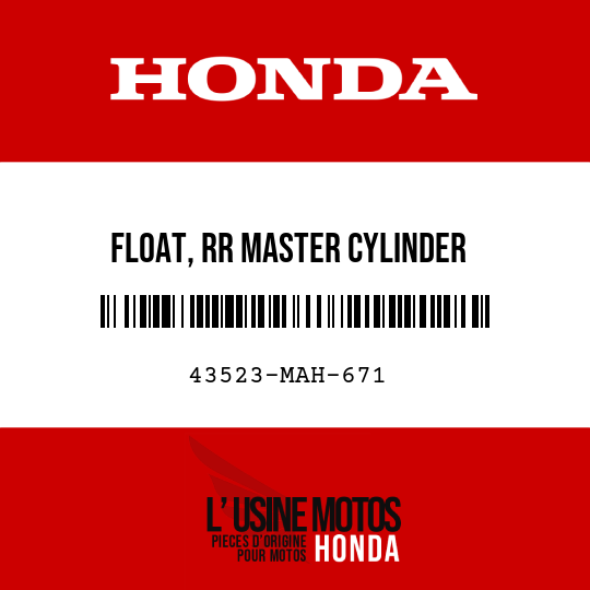 image de 43523-MAH-671 FLOAT, RR MASTER CYLINDER