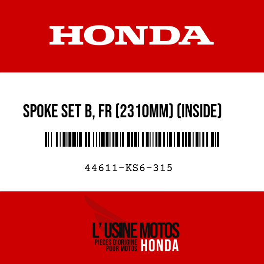image de 44611-KS6-315 SPOKE SET B, FR (2310MM) (INSIDE)