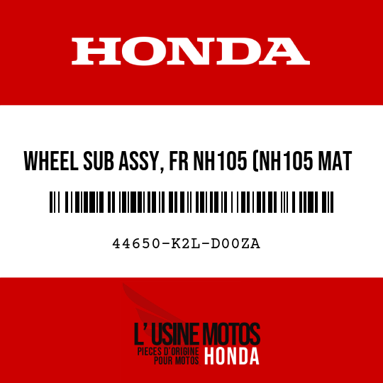 image de 44650-K2L-D00ZA WHEEL SUB ASSY, FR NH105 (NH105 MAT BLACK(15-20))